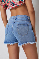 Sky Blue High Rise Crossover Waist Denim Shorts - ElectronX Plus