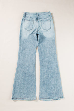 Dusk Blue Acid Wash Extra Wide Leg High Waist Long Jeans - ElectronX Plus