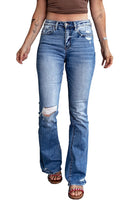 Blue Distressed Flare Jeans - ElectronX Plus