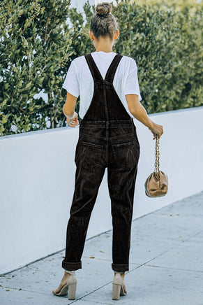 Black Distressed Bib Denim Overalls - ElectronX Plus