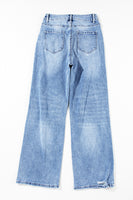 Light Blue High Rise Distressed Straight Leg Jeans - ElectronX Plus