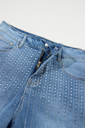 Ashleigh Blue Rhinestone Embellished Denim Shorts - ElectronX Plus