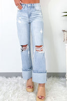 Beau Blue Light Wash Distressed Flare Jeans - ElectronX Plus