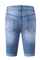 Sky Blue Acid Wash Roll-up Edge Bermuda Short Jeans - ElectronX Plus