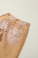 Brown Distressed Hollow-out High Waist Cropped Flare Jeans - ElectronX Plus