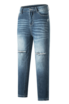 Blue Distressed Ripped Skinny Jeans - ElectronX Plus