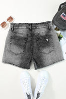 Gray Acid Wash Raw Edge Skinny Denim Shorts - ElectronX Plus