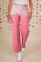 Pink Scattering Rhinestone Gradient Denim Pants - ElectronX Plus