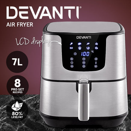 Devanti Air Fryer 7L LCD Fryers Stainless Steel - ElectronX Plus