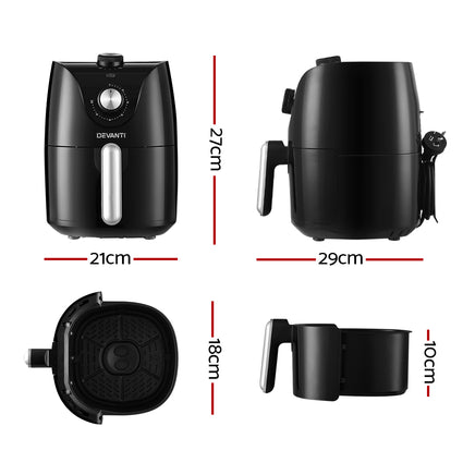 Devanti Air Fryer 2.5L Knob Fryers - ElectronX Plus