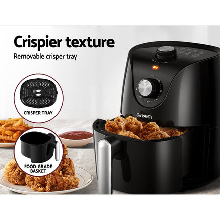 Devanti Air Fryer 2.5L Knob Fryers - ElectronX Plus