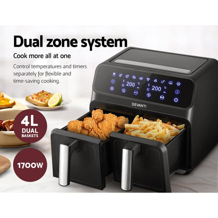 Devanti Air Fryer 8L Dual Zone Fryers - ElectronX Plus