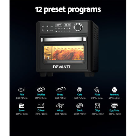 Devanti Air Fryer 15L LCD Fryers Oven - ElectronX Plus