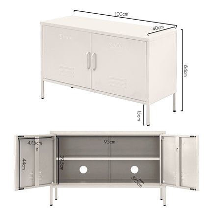 ArtissIn Buffet Sideboard Metal Cabinet - BASE White - ElectronX Plus