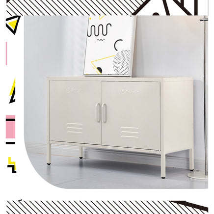 ArtissIn Buffet Sideboard Metal Cabinet - BASE White - ElectronX Plus