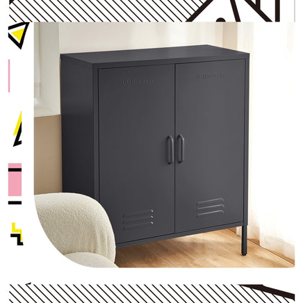 ArtissIn Buffet Sideboard Metal Cabinet - SWEETHEART Charcoal - ElectronX Plus