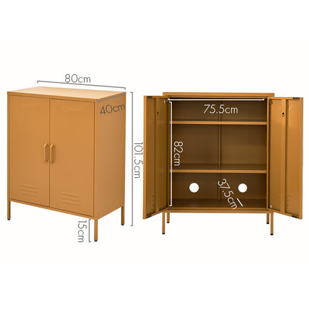 ArtissIn Buffet Sideboard Metal Cabinet - SWEETHEART Yellow - ElectronX Plus