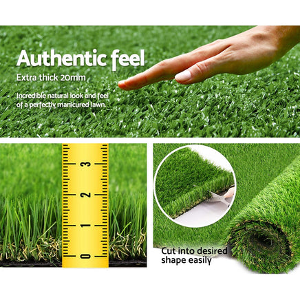 Primeturf Artificial Grass 20SQM 20mm Synthetic Fake Lawn Turf Plant Plastic 4-coloured 1mx10m - ElectronX Plus