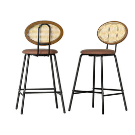 Artiss 2x Bar Stools PU Leather Stools Brown - ElectronX Plus