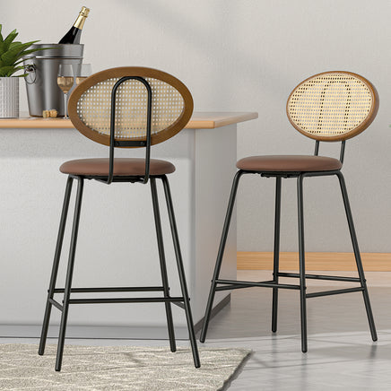 Artiss 2x Bar Stools PU Leather Stools Brown - ElectronX Plus