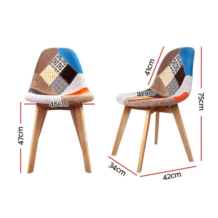 Artiss Dining Chairs Set of 2 Fabric Retro Replica DSW - ElectronX Plus