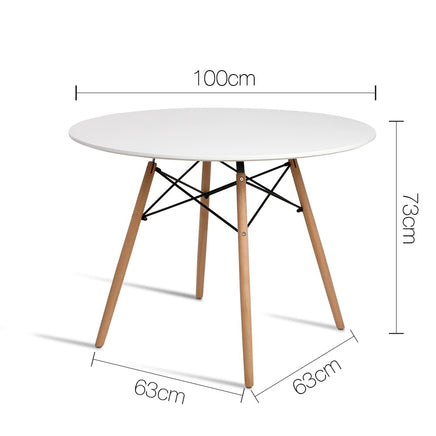 Artiss Dining Table Round White 4 Seater 100CM - ElectronX Plus