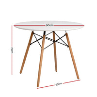 Artiss Dining Table Round White 4 Seater 90CM - ElectronX Plus