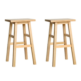 Artiss Bar Stools Kitchen Counter Stools Wooden Chairs Natural x2 - ElectronX Plus