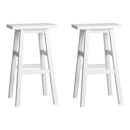 Artiss Bar Stools Kitchen Counter Stools Wooden Chairs White x2 - ElectronX Plus