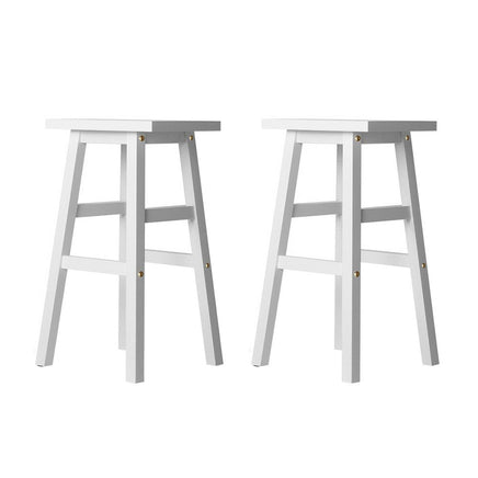 Artiss Bar Stools Kitchen Counter Stools Wooden Chairs White x2 - ElectronX Plus