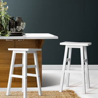 Artiss Bar Stools Kitchen Counter Stools Wooden Chairs White x2 - ElectronX Plus