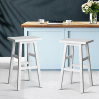 Artiss Bar Stools Kitchen Counter Stools Wooden Chairs White x2 - ElectronX Plus