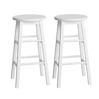 Artiss 2x Bar Stools Round Chairs Wooden White - ElectronX Plus