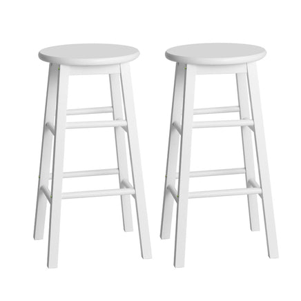 Artiss 2x Bar Stools Round Chairs Wooden White - ElectronX Plus