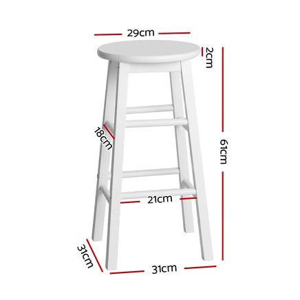 Artiss 2x Bar Stools Round Chairs Wooden White - ElectronX Plus