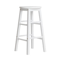 Artiss 2x Bar Stools Round Chairs Wooden White - ElectronX Plus