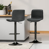 Artiss 2x Bar Stools Kitchen Swivel Bar Stool Gas Lift Chairs Barstools Black - ElectronX Plus