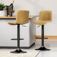 Artiss 2x Bar Stools Kitchen Swivel Bar Stool Gas Lift Chairs Barstools Brown - ElectronX Plus