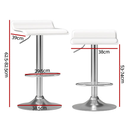 Artiss 2x Bar Stools Faux Leather Chair White - ElectronX Plus