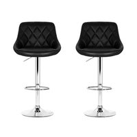 Artiss 2x Bar Stools Leather Padded Gas Lift Stool Black - ElectronX Plus