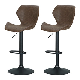 Artiss Bar Stools Kitchen Counter Stools Swivel Gas Lift Vintage Chairs Brown x2 - ElectronX Plus