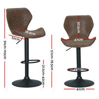 Artiss Bar Stools Kitchen Counter Stools Swivel Gas Lift Vintage Chairs Brown x2 - ElectronX Plus