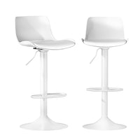 Artiss Bar Stools Kitchen Swivel Gas Lift Stool Leather Dining Chairs White x2 - ElectronX Plus