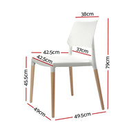 Artiss Dining Chairs Set of 4 Plastic Wooden Stackable White - ElectronX Plus