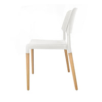 Artiss Dining Chairs Set of 4 Plastic Wooden Stackable White - ElectronX Plus