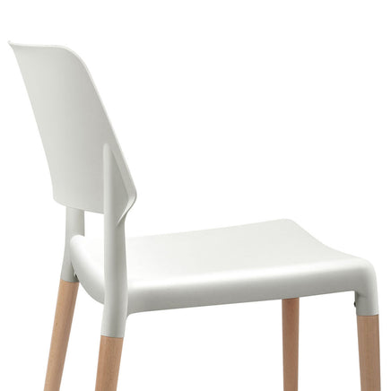 Artiss Dining Chairs Set of 4 Plastic Wooden Stackable White - ElectronX Plus