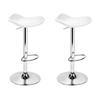 Artiss 2x Bar Stools Leather Gas Lift Chair White - ElectronX Plus