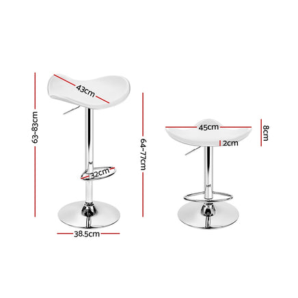 Artiss 2x Bar Stools Leather Gas Lift Chair White - ElectronX Plus