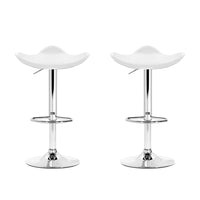 Artiss 2x Bar Stools Leather Gas Lift Chair White - ElectronX Plus