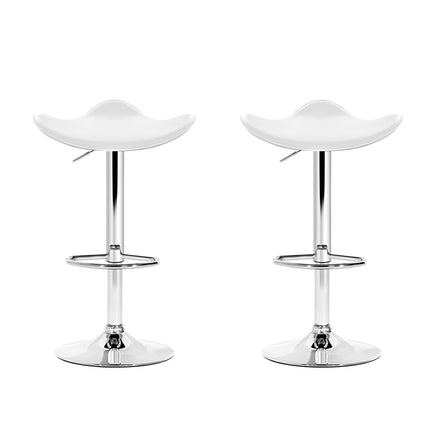 Artiss 2x Bar Stools Leather Gas Lift Chair White - ElectronX Plus